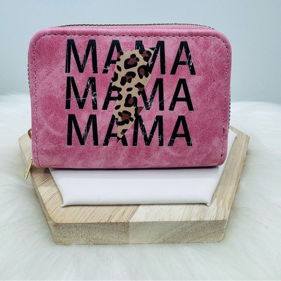 Mama Zip Around Faux Leather Wallet in Pink - Picture 1 of 5